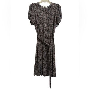 Boden Knot Front Jersey Midi Dress in Black Block Paisley Size US 10R